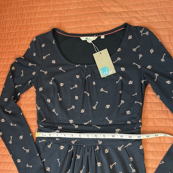NWT Boden Mabel Dress Trinket Heart Lock and Key Chatsworth Navy Womens Size 6p - Picture 11 of 13